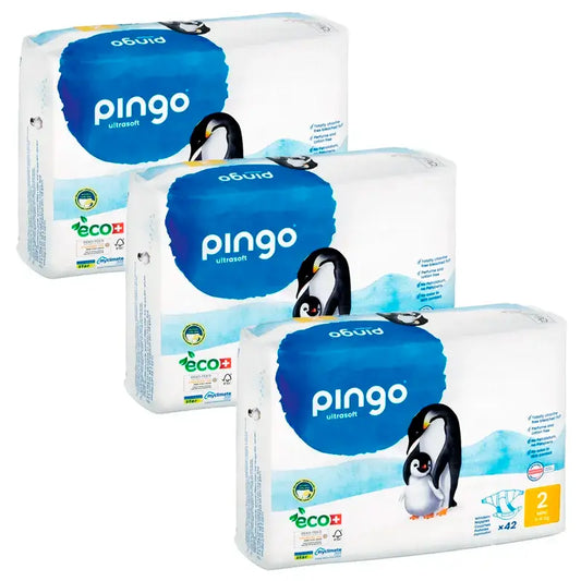 Pingo Pack 3X Pacote de Fraldas Ecológicas Tamanho 2 Mini, 126 unidades