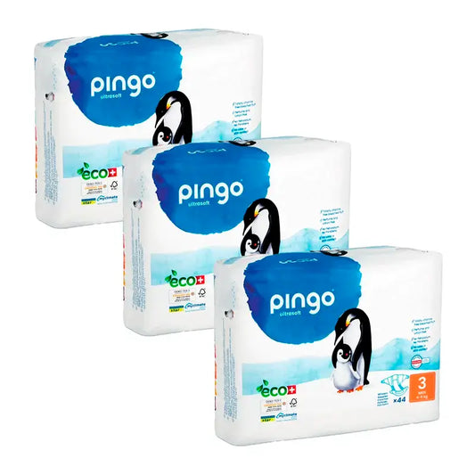 Pingo Pack 3X Pacote de fraldas ecológicas tamanho 3 Midi, 132 unidades.