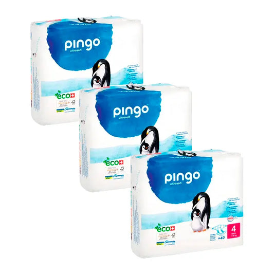 Pingo 3X Pacote de Fraldas Ecológicas Tamanho 4 Maxi, 120 unidades.