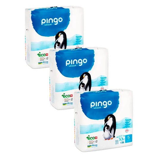 Pingo Pack 3X Fralda Ecológica Tamanho 5 Júnior, 108 unidades.