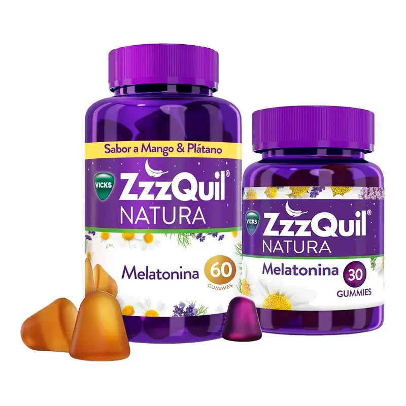 Pacote 30+60 ZzzQuil Natura Melatonin Original e Aroma de Manga