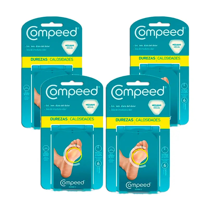 Pack 4 Compeed Apósito Dureza Mediana, 4x6 Unidades