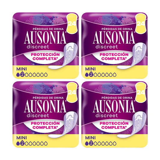 Ausonia Discreet Pack 4 x 24 embalagens para perda de urina feminina Mini, 4 x 24 unidades