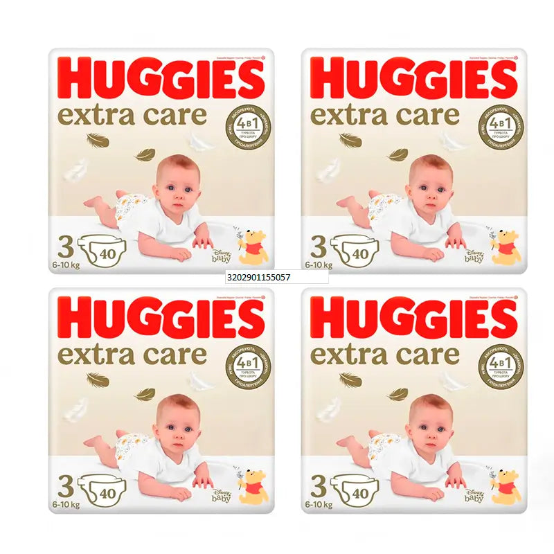 Fralda Huggies 4X Pack Extra Care Tamanho 3 (5-9Kg), 160 unidades.