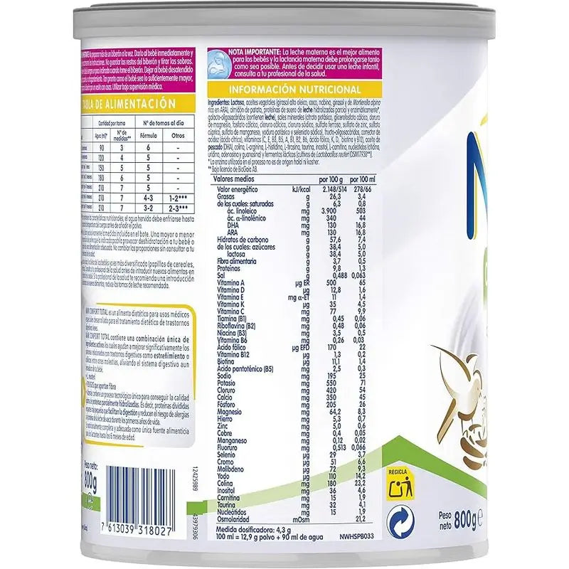 Embalagem 4 X Nestlé Nan Confort 1 Expertpro Total 800 g