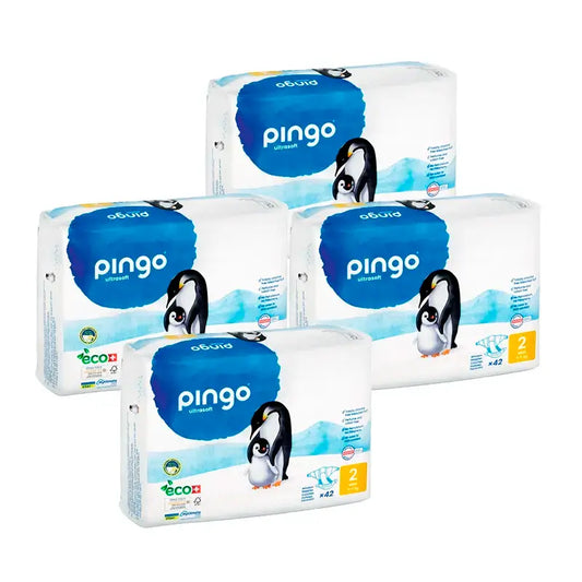 Pingo Pack 4X Fralda Ecológica Tamanho 2 Mini, 168 unidades.