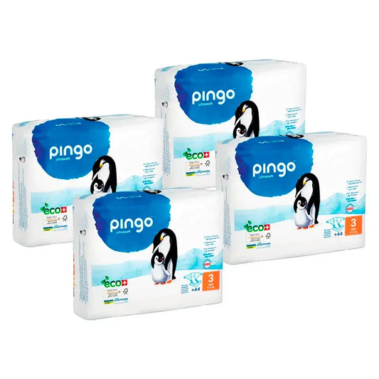 Pingo Pack 4X Fralda Ecológica Tamanho 3 Midi, 176 unidades.