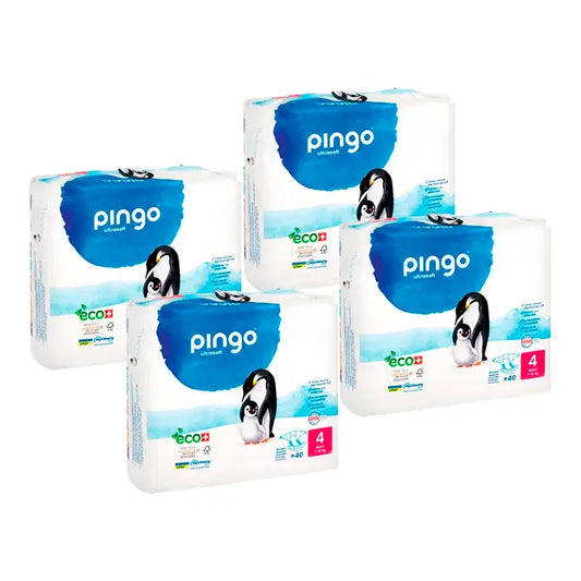 Pingo Pack 4X Fralda Ecológica Tamanho 4 Maxi, 160 unidades.