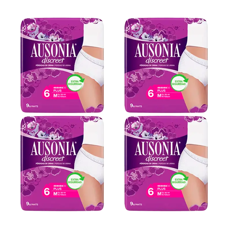 Pack 4X Ausonia Discreet Pants Plus Talla M, 36 Unidades