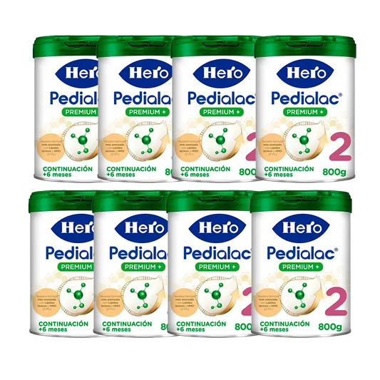 Embalagem 8 X Hero Baby Pedialac Leite 2 Biberões, 800 g