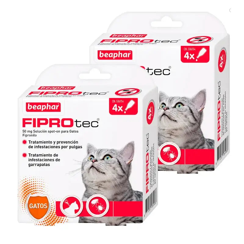 Embalagem Beaphar Fiprotec Spot On Cat 4 Pip x 0,5 ml 2 unidades