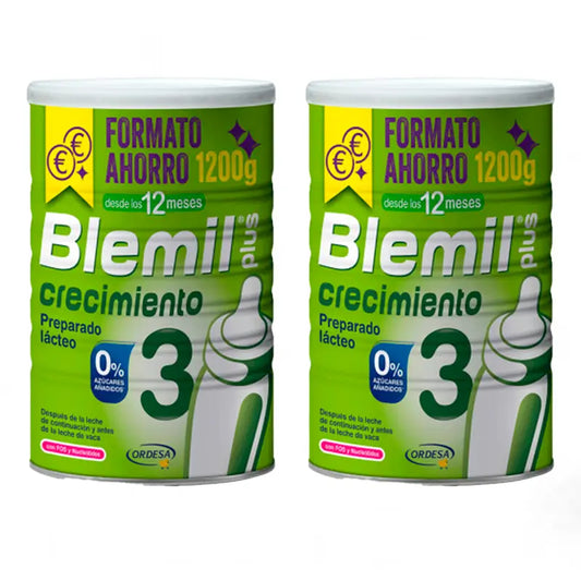 Pack Blemil Plus 3 Crecimiento 0% Azúcar Añadido, 2x1200 gr