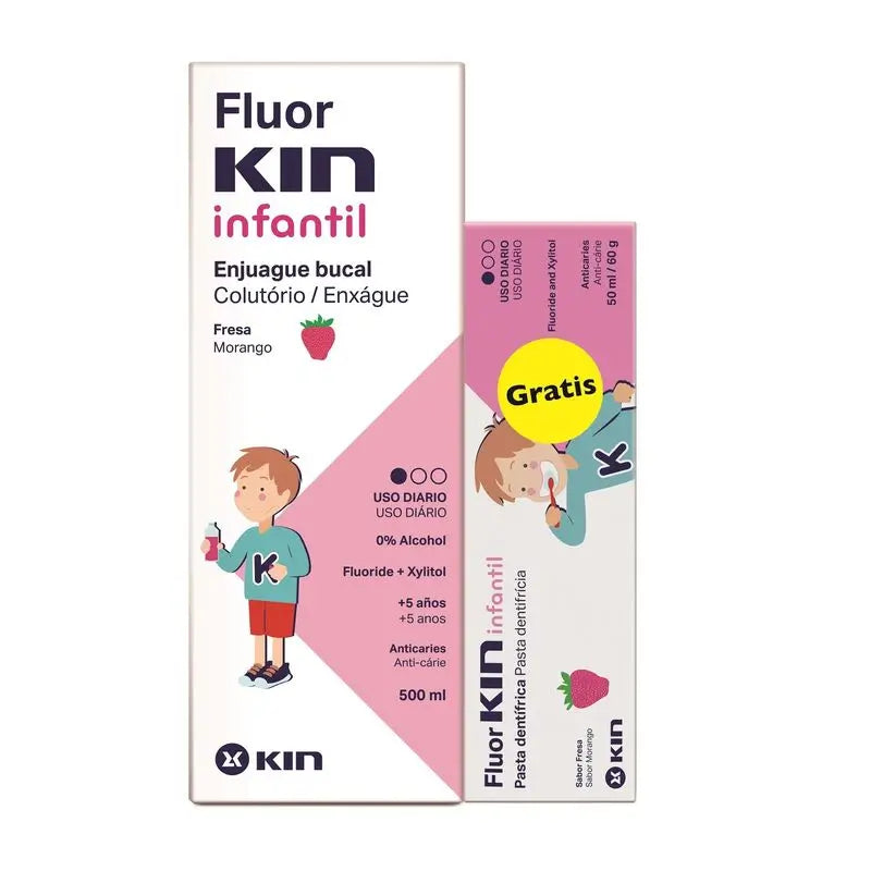 Pack FluorKIN Infantil Enjuague + Pasta gratis