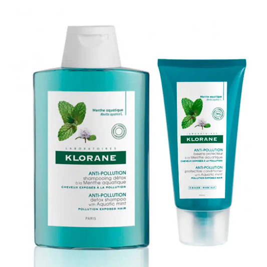 Klorane Pack Champú a la Menta Bio, 400 ml +  Klorane Balsamo a la Menta Acuática, 150 ml