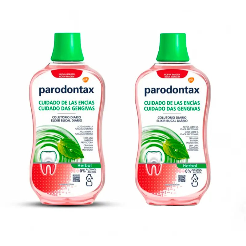 Parodontax Pack Elixir bucal diário à base de plantas para o cuidado das gengivas, 2 x 500 ml