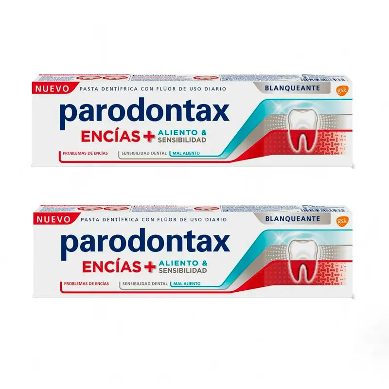 Pack Pasta de dentes Parodontax + Hálito e Sensibilidade - Branqueadora , 2 x 75 Ml