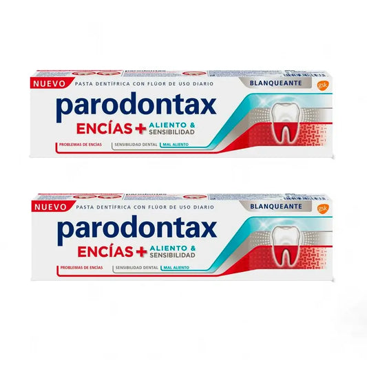 Pasta de dentes Parodontax Pack + Hálito e Sensibilidade - Branqueamento , 2 x 75 Ml