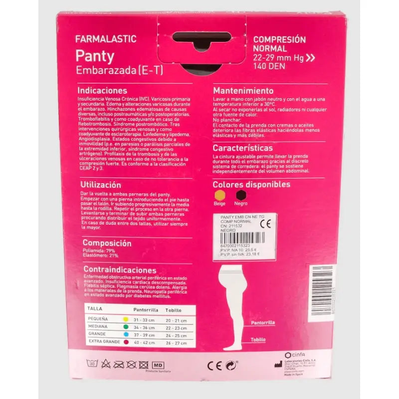 Farmalastic Pregnant Normal Compression Pantyhose Black, Large Size (meias de compressão normais para grávidas)