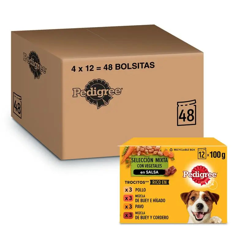 Pedigree Saquetas 12Pack Molho Misto 4X12X100