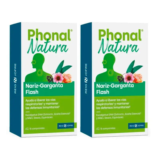 Phonal Natura Nariz-Targanta Flash Duplo, 2 x 15 comprimidos