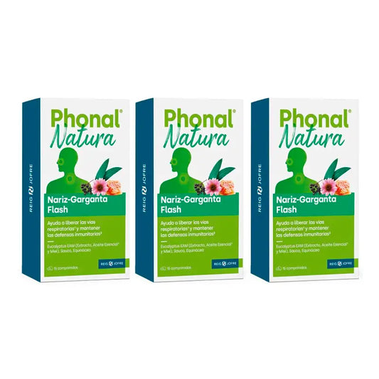 Phonal Natura Triplo Flash Nariz-Garganta, 3 x 15 comprimidos