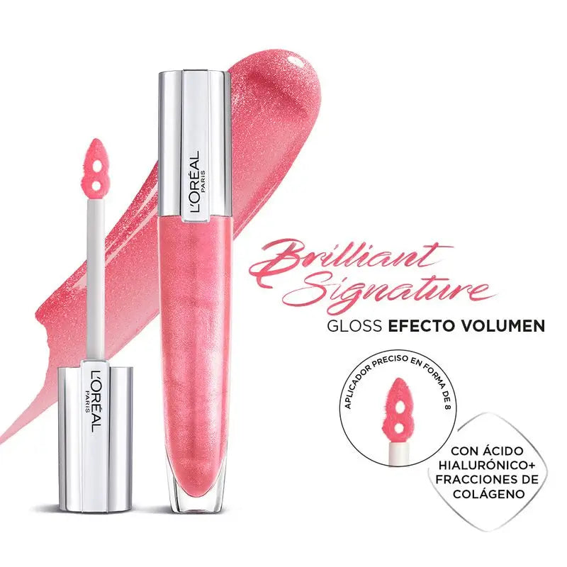 L'Oréal Paris Brilliant Signature Plump Lipstick: Efeito Volumizador com Ácido Hialurónico e Colagénio, 6 tons