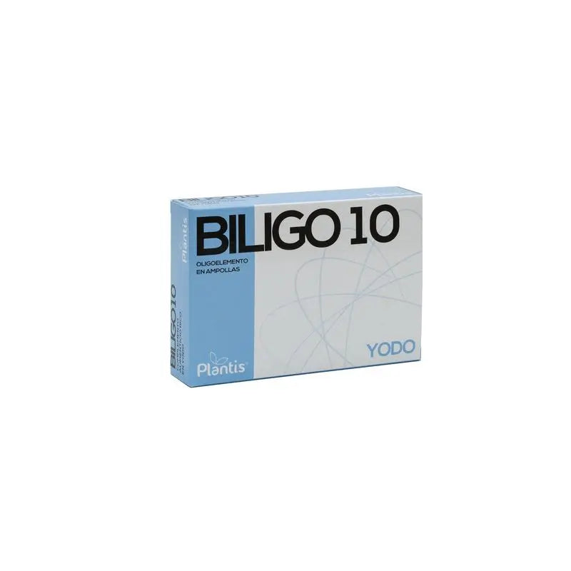 Plantis Biligo 10 Yodo Oligoelemento , 20 ampollas de 2 ml