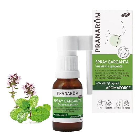 Pranarom Aromaforce Organic Throat Spray para garganta, 15 ml