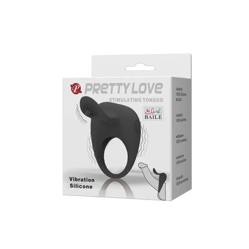 Prettylove Anillo Vibrador Tonguo Negro