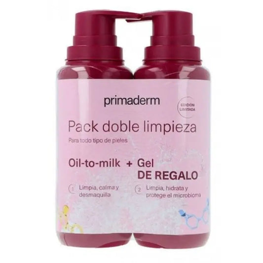 PrimaDerm Pack Duplo Limpeza, Óleo para Leite + Gel de Oferta, 200 ml X 2