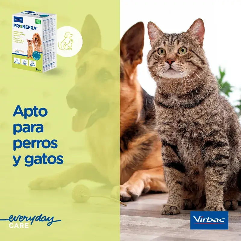 Virbac Pronefa 60 ml, Suplemento Renal para Cães e Gatos