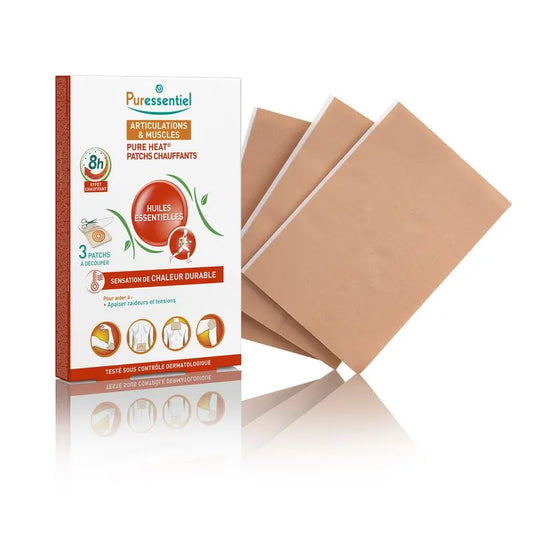 Puressentiel Pure Heat Patches de aquecimento muscular e das articulações, 3 patches recortados