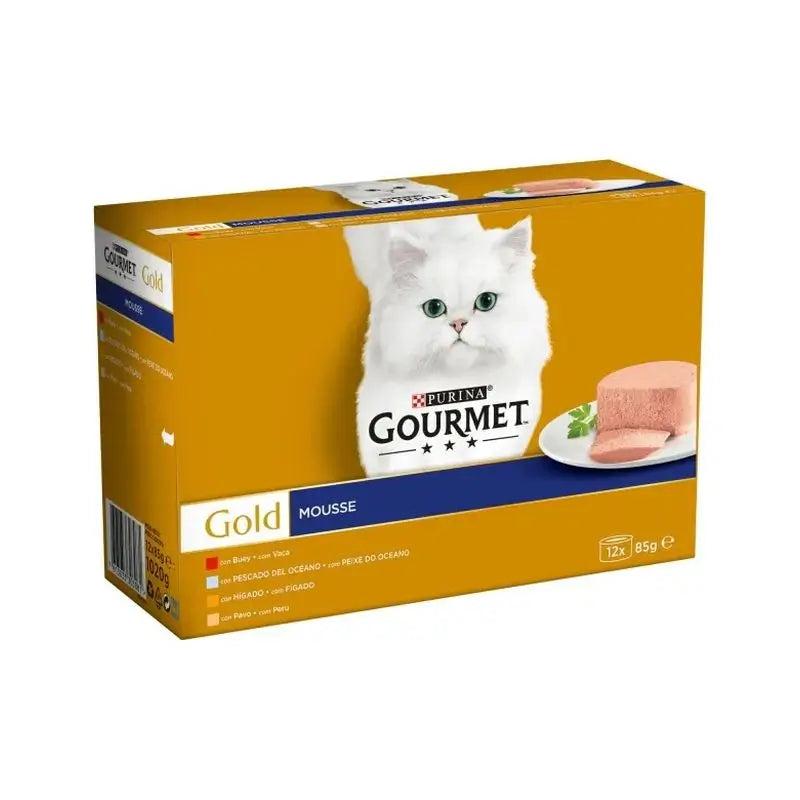 Purina Gourmet Gold Mousse Surtido Caja 12X85Gr, comida húmeda para gatos