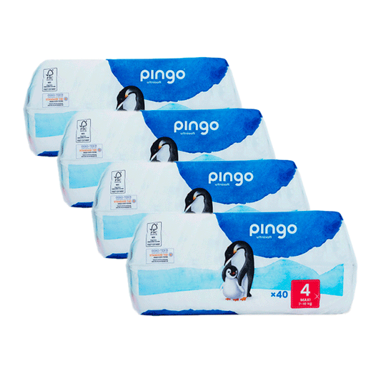 Pingo Pack 4X Fralda Ecológica Tamanho 4 Maxi, 40 unidades.