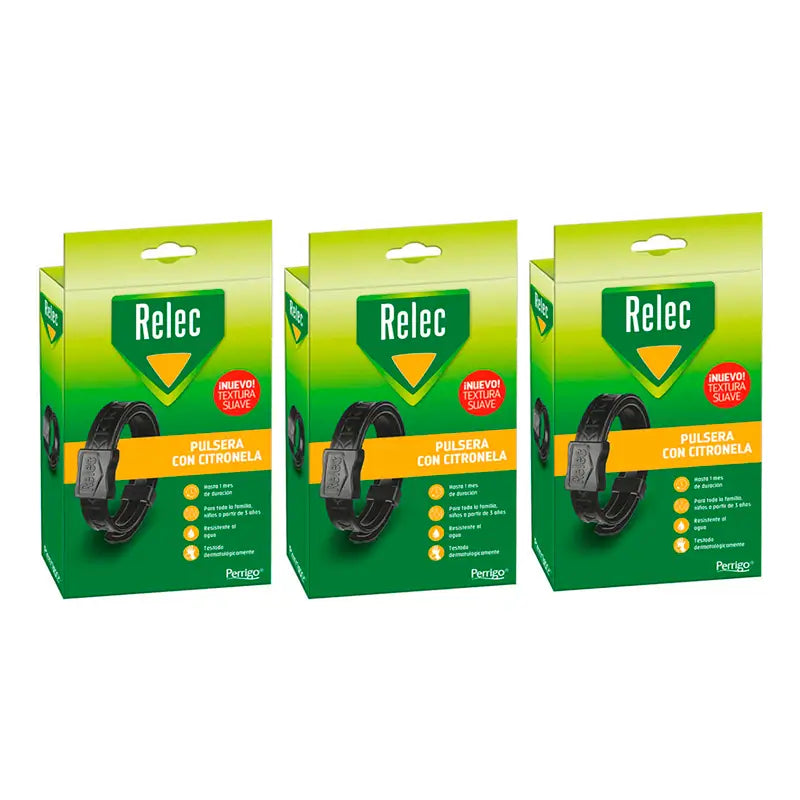 Pulseira anti-mosquito Relec Triplo Adulto Preto