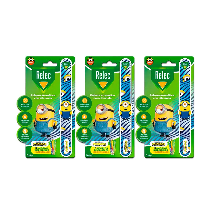 Pulseira de Controlo de Mosquitos Relec Triplo Minions, Azul