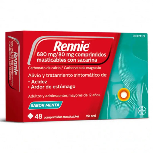 Rennie 48 comprimidos mastigáveis com sacarina Hortelã-pimenta