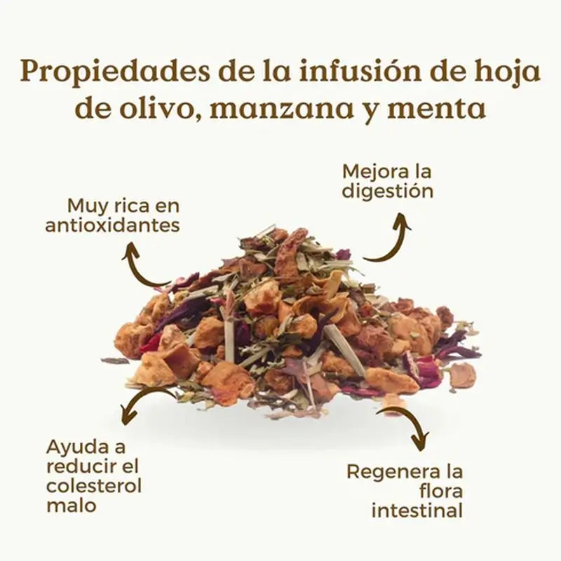 Replantea Infusión De Hoja De Olivo, Manzana Y Menta Ecológica, 100 gr