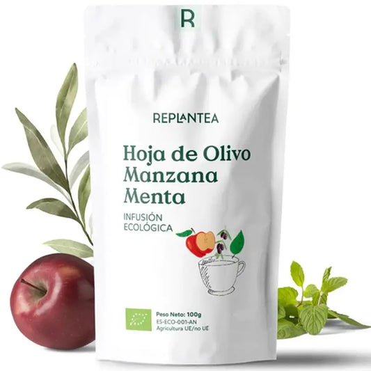 Replantea Infusión De Hoja De Olivo, Manzana Y Menta Ecológica, 100 gr