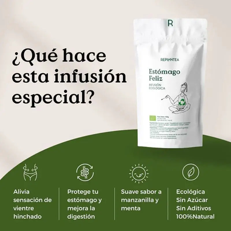 Replantea Infusión Estómago Feliz Ecológica, 100 gr