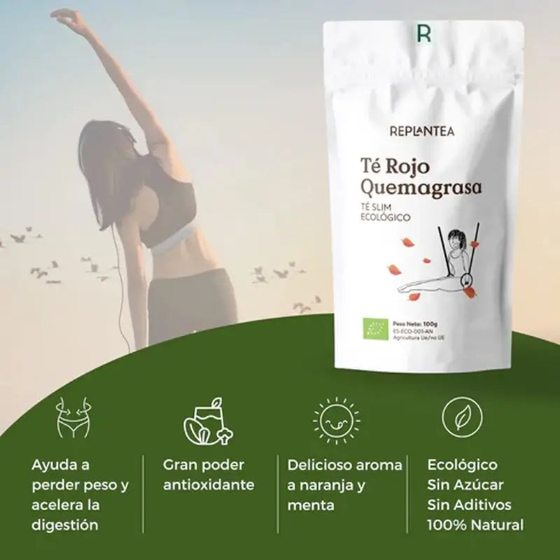 Replantea Té Rojo Pu Erh Quemagrasa Ecológico, 100 gr