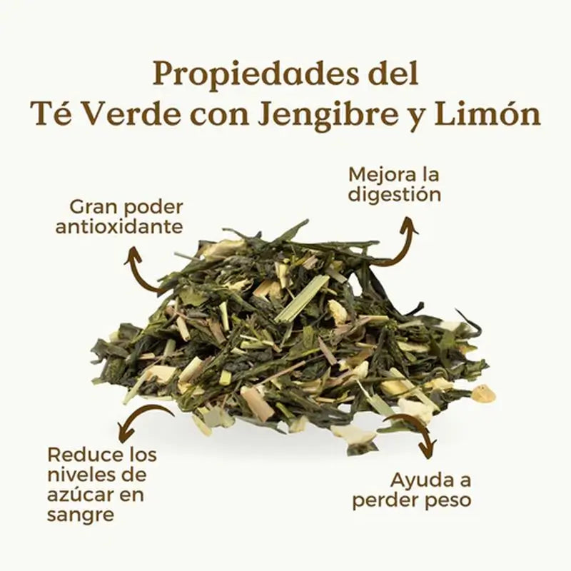 Replantea Té Verde Con Jengibre Y Limón Ecológico, 100 gr