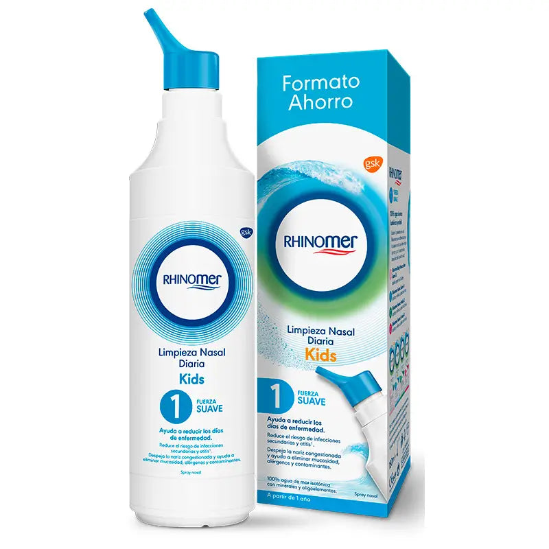 Rhinomer Spray Nasal 100% Agua de Mar Fuerza 1 Suave Formato XL, 180 ml