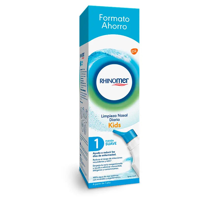 Rhinomer Spray Nasal 100% Agua de Mar Fuerza 1 Suave Formato XL, 180 ml