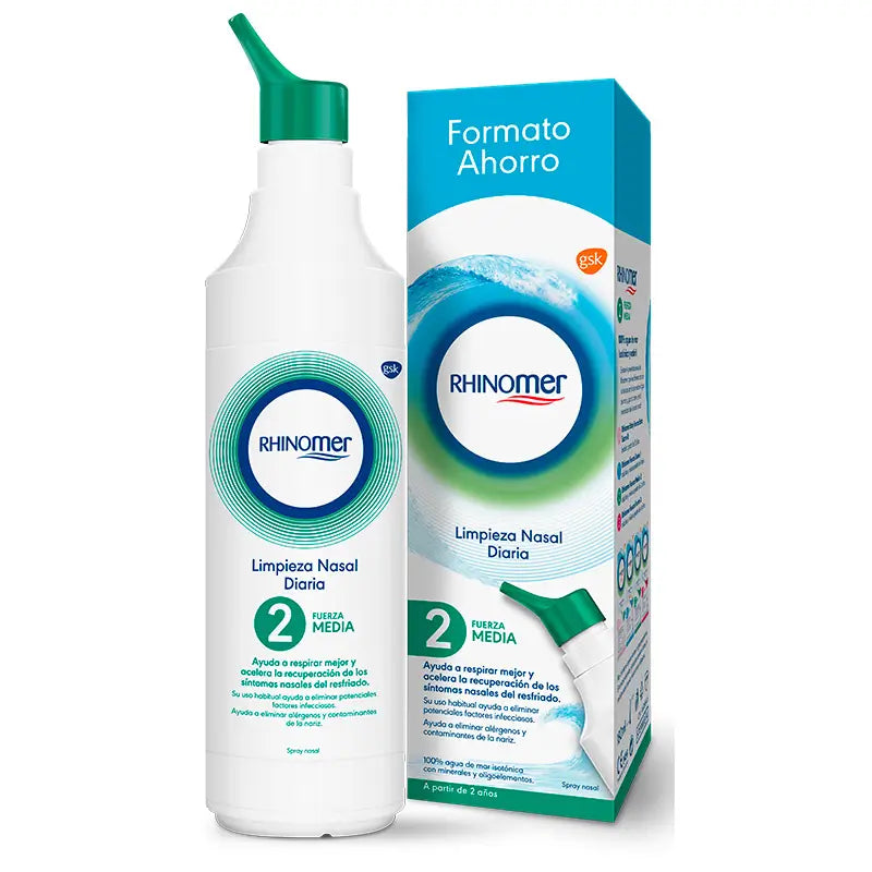 Rhinomer Spray Nasal Agua de Mar Fuerza 2 Media Formato XL, 180 ml