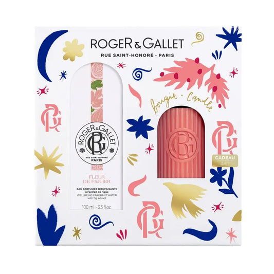 Roger & Gallet Fleur De Figuier Wellness Água Perfumada 100Ml + Vela Perfumada, 2 unidades