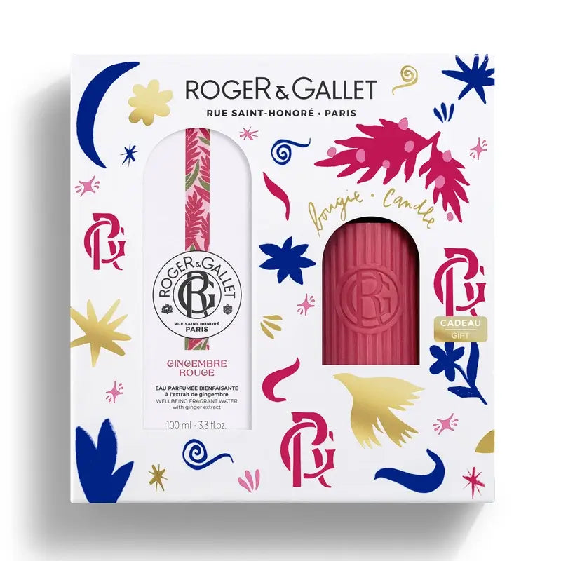 Roger & Gallet Gingembre Rouge Wellness Água Perfumada 100Ml + Vela Perfumada, 2 unidades