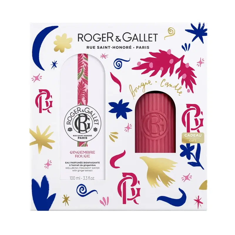 Roger & Gallet Gingembre Rouge Wellness Água Perfumada 100Ml + Vela Perfumada, 2 unidades