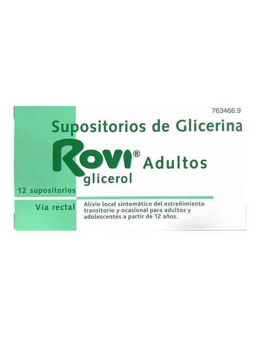 Rovi Glycerine Suppositories Adultos, 12 supositórios