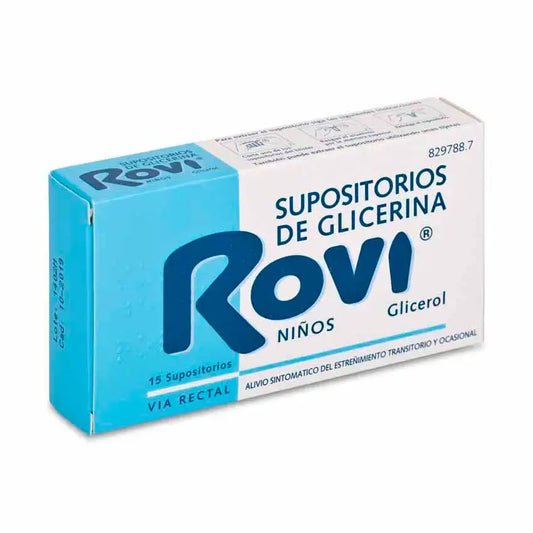 Rovi Glycerine Suppositories Crianças 1,375 G, 12 supositórios